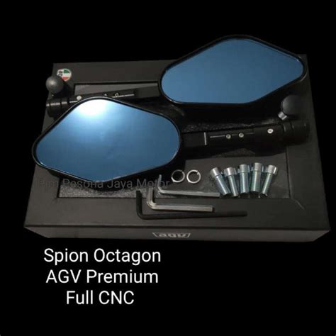 Promo Spion Agv Racing Premium Model Octagon Black Full Cnc Diskon