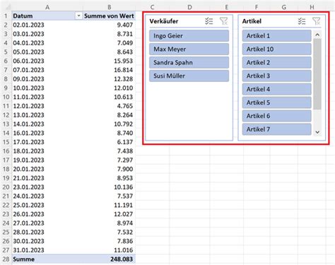 Excel Wie Sie Mit Datenschnitt In Pivot Tabellen Filtern