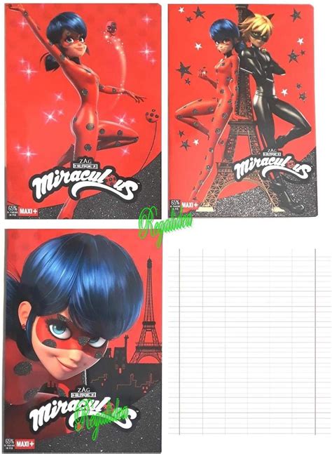 Cuaderno Miraculous Ladybug De 3 Piezas Para Escuela Primaria A Rayas