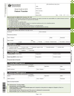 Fillable Online Health Qld Gov Mental Health Act Form Patient