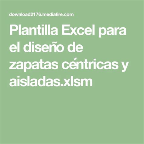 Plantilla Excel para el diseño de zapatas céntricas y aisladas xlsm