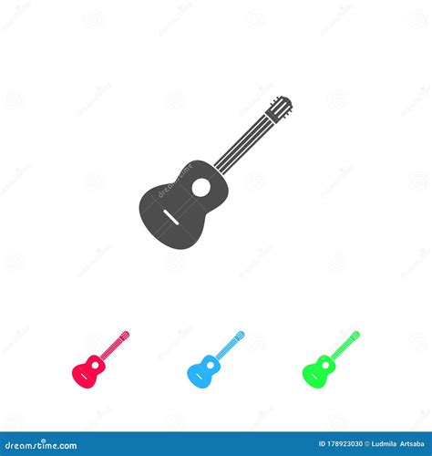 Acoustic Guitar Icon Flat Stock Illustration Illustration Of Concept