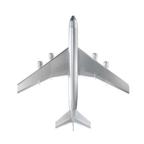 Silver Passenger Aircraft. Airplane from Silver Metal Isolated on White ...