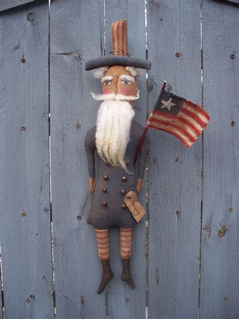 Primitive Americana Uncle Sam Doll Naiveprimitive Handmade Dolls