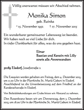 Traueranzeigen Von Monika Simon Wirtrauern