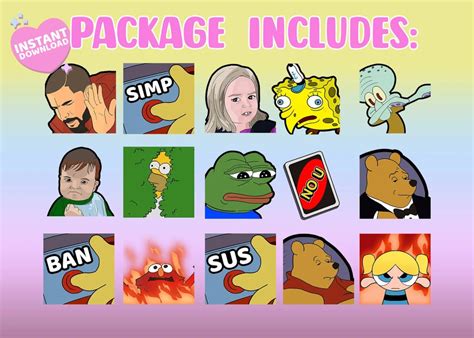 115 Twitch Emotes Funny Memes Emotes Cartoons Anime Etsy Denmark