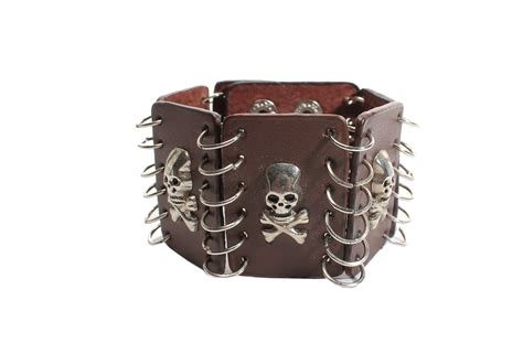 Gothic Punk Leather Stud Wristband Cuff Skull B625r