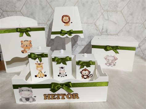 Kit Higiene Beb Mdf Personalizado Safari Elo