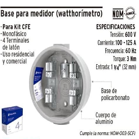 Base Para Medidor Watthorimetro Voltech Terminales Comercializadora Egs