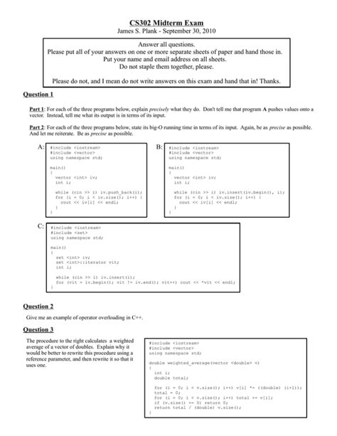 CS302 Midterm Exam