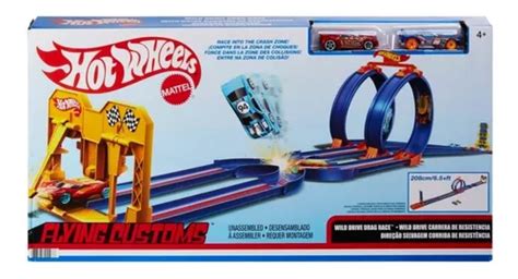 Hot Wheels Pista De Carrera 2 Mts Flying Customs 2 Autos Color