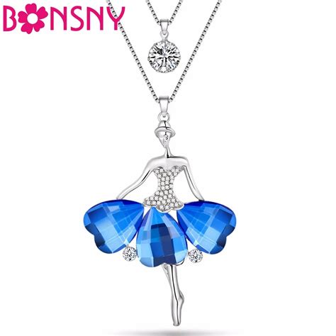 Bonsny Collar De Cadena Con Colgante Para Mujer Joya De Cristal Con