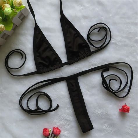 Mikro Bikini Seksi Sling Üçgen Kenar Mini Tanga Kız Plaj Güneşlenme Spa