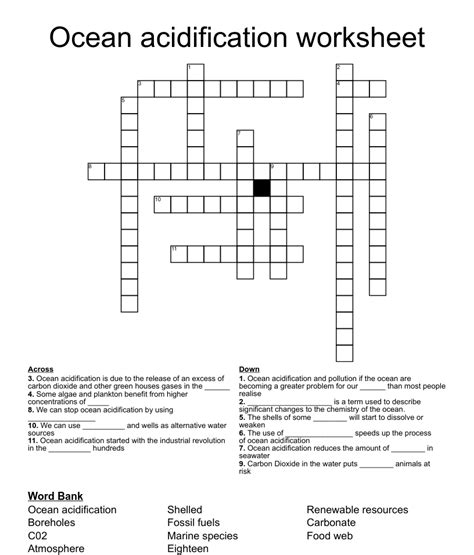 Ocean Acidification Worksheet Crossword WordMint