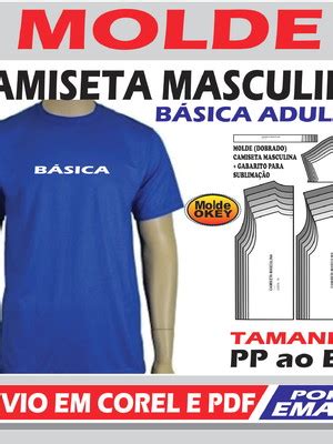 Molde camiseta de malha básica masculina adulto Elo7