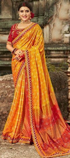 Bandhani Saree Traditional Gujarati And Rajasthani Bandhej Sari Bandhani Saree Georgette Sarees