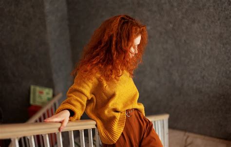 Wallpaper Redhead Curls Sweater Juliana Naidenova For Mobile And