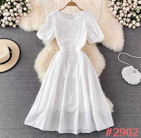 Bangkok Eyelet Dress Puff Sleeves C2902 Lazada Ph