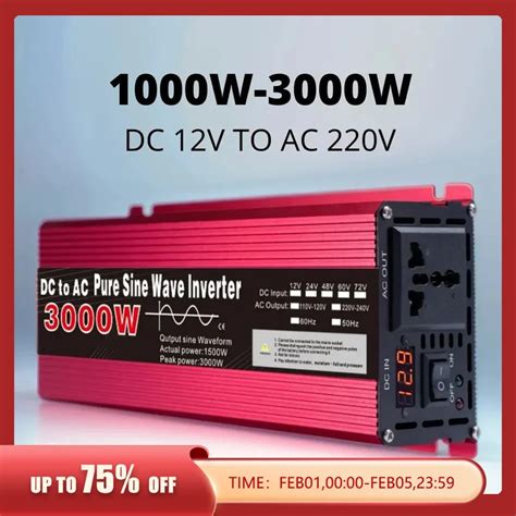 Inverter 12v 220v Pure Sine Wave 1000w 1600w 2200w 3000w Dc 12v To Ac