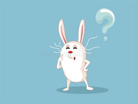 Funny White Rabbit Having Many Questions Stock Vector Illustration Of