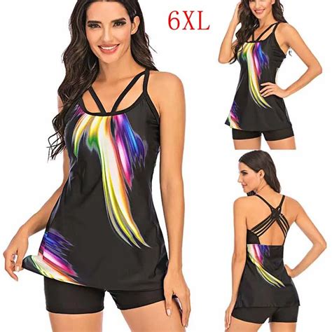 Maiô Sem Costas Tankini Roupa De Banho Feminina Plus Size 6xg Para