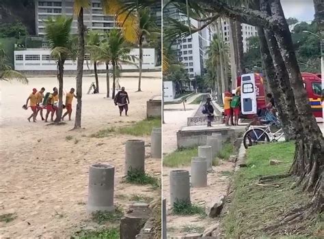 Banhista é salvo por guarda vidas após ser arrastado por correnteza no