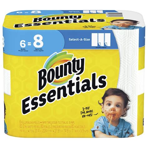 Source Bounty Essentials Select A Size Paper Towels Big Rolls White