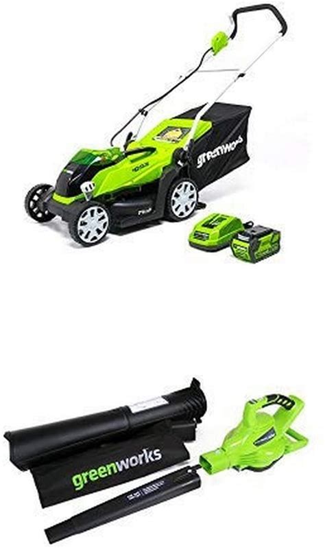 Greenworks 14 Inch 40v Cordless Lawn Mower With 40v 185 Mph Variable Speed Cordless Blower