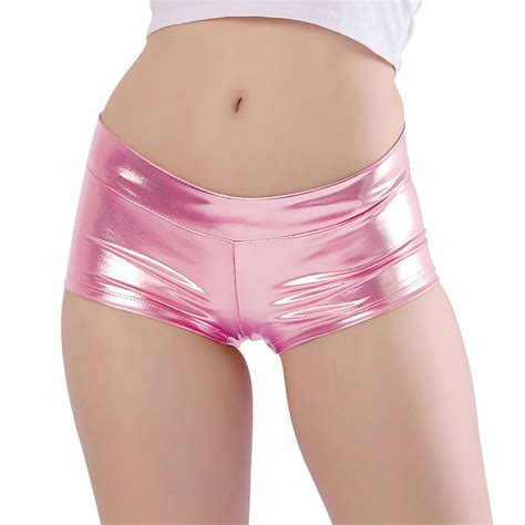 Ladies Shiny Metallic Rave Booty Shorts