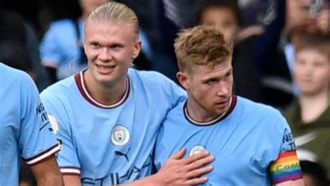 Man City 3-1 Brighton: Erling Haaland and Kevin De Bruyne on target as City survive Seagulls ...