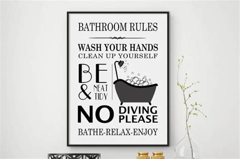 Bathroom Rules Wall Art Home Decor Print Graphic By Storeartprints