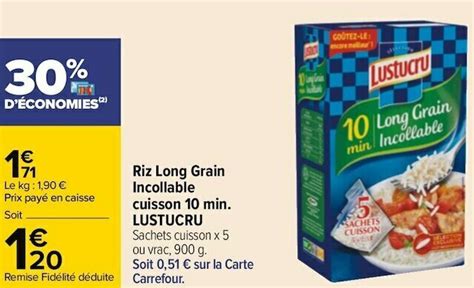 Promo Lustucru Riz Long Grain Incollable Cuisson 10 Min Chez Carrefour