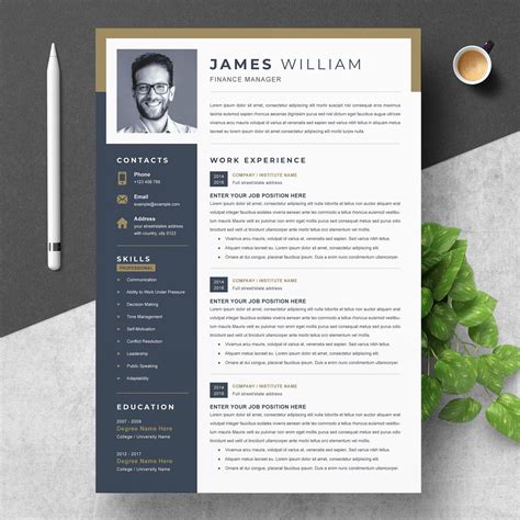 Professional Resume Template For Word Diy Printable Modern And Creative Cv Design Ms Word