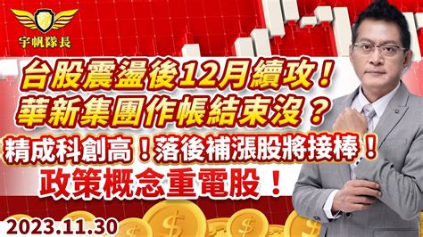 《產業先鋒隊》台股震盪後12月續攻！華新集團作帳結束沒？精成科創高！落後補漲股將接棒！政策概念重電股！｜黃宇帆分析師｜20231130