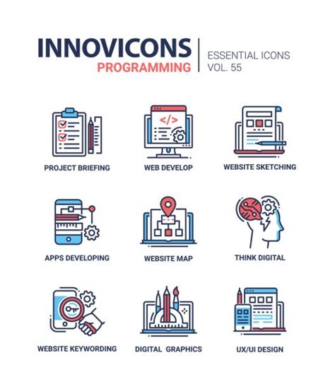 Programaci N Conjunto De Iconos De Dise O De L Nea Vectorial Moderna