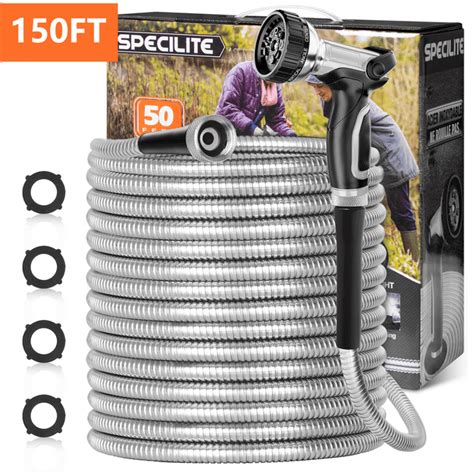 Specilite 150ft Outdoor Heavy Duty 304 Stainless Steel Garden Hose With