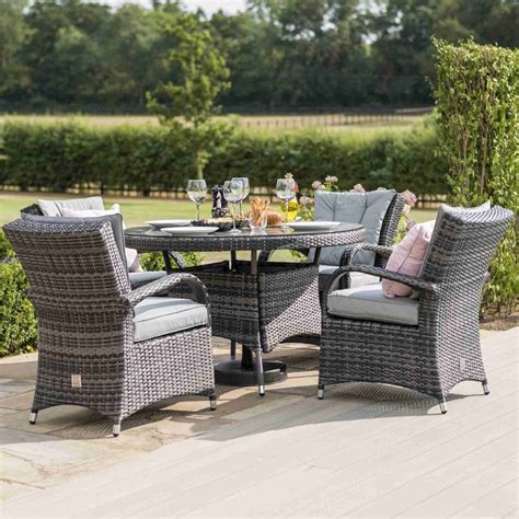 Maze Rattan Texas Seat Round Dining Set Garden Street