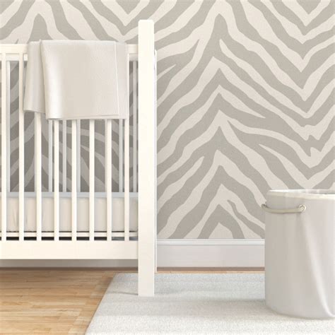 Zebra Wallpaper Zebra In Cashmere Gray By Willowlanetextiles Etsy