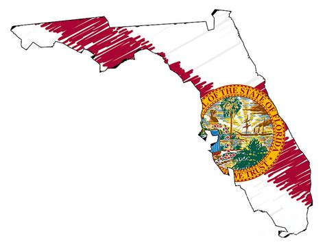 Florida State Outline Grunge Map And Flag Digital Art By Bigalbaloo