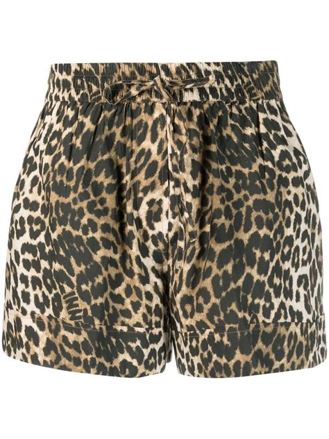 Ganni Leopard Mini Shorts In Maxi Leopard Modesens