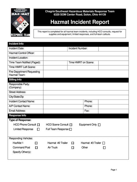 Fillable Online Hazmat Incident Report Formpdf Fax Email Print Pdffiller