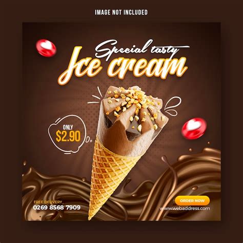 Premium Psd Special Delicious Ice Cream Social Media Banner Post