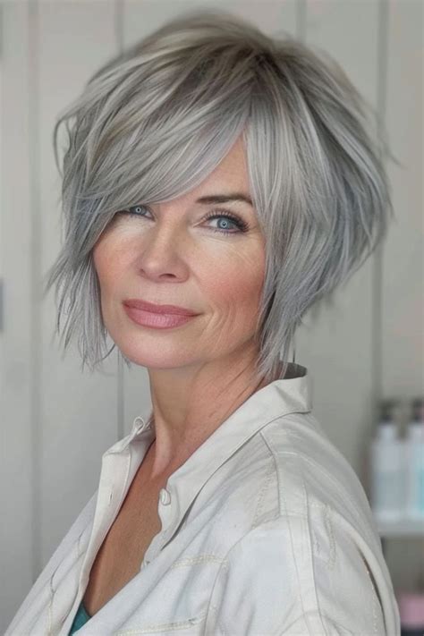 30 Absolutely Stunning Gray Hairstyles With Bangs For Women Over 60 In