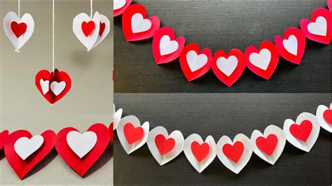 Paper Heart Garland Paper Heart Hangings Diy Room Decoration Ideas For Valentines Day Youtube