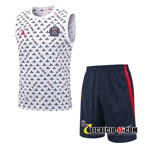 Crea Kit Canotta Allenamento Pantaloncini Jondan PSG Bianco Nero 2022