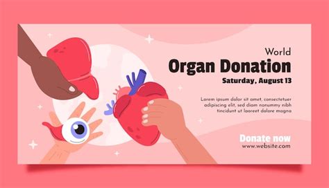 Free Vector Flat World Organ Donation Day Horizontal Banner Template