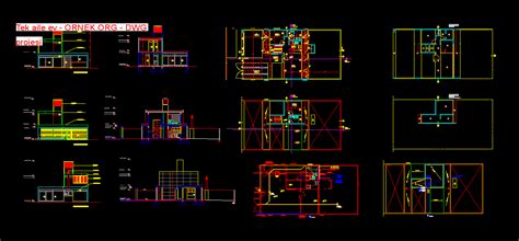 Tek Aile Ev Dwg Projesi Autocad Projeler