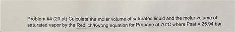 Solved Problem Pt Calculate The Molar Volume Of Chegg