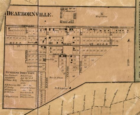 Dearbornville Village Dearborn Michigan 1860 Old Town Map Custom Print Wayne Co Old Maps