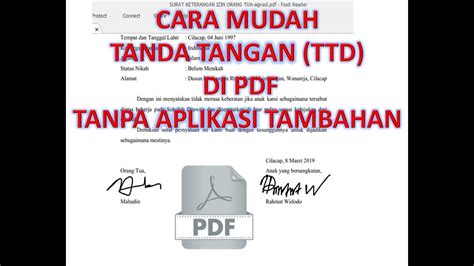 Cara Mudah Tanda Tangan Ttd Di Pdf Tanpa Aplikasi Tambahan Youtube